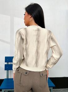 Lunelith SHEIN Lunessa Tie-Dye Cable Knit Short Cardigan Fall Cloth For Women