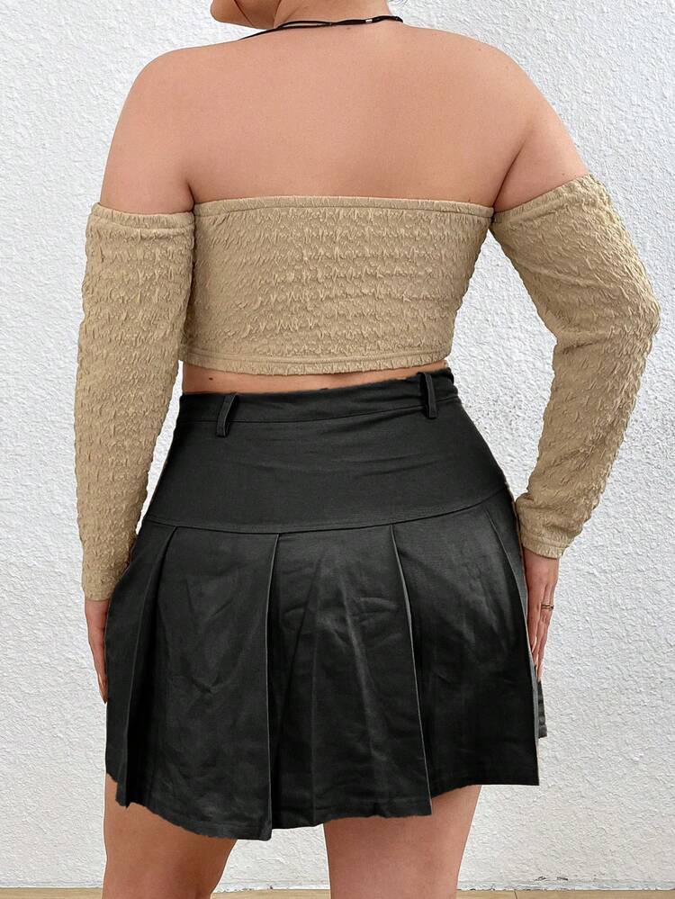 Plus Size Women's Textured Fabric Strapless Top