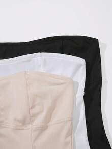 SHEIN Unity 簡約百搭細節裝飾無肩帶上衣 - 彩色 - 查看 11