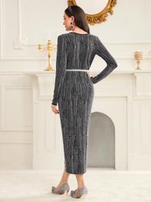 Modelyn Women's Bright Silk Wrap Dress - Black - View 2