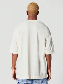 SUMWON Oversized Fit Short Sleeve Tee With Front Graphic Print - Apricot - View 2