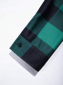 Manfinity Homme Abrigo De Lana Con Capucha Con Cremallera Y Cordón Para Hombres Con Estampado De Cuadros