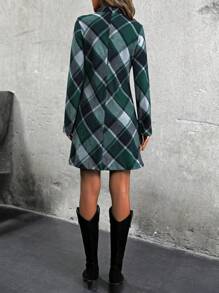 SHEIN LUNE 格紋翻領長袖裙 - 彩色 - 查看 2