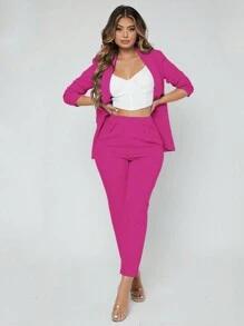 RueChic de cuello esmoquin con parte delantera abierta Pantalones con blazer Traje