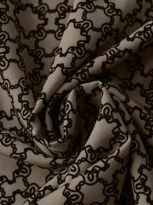 大尺碼女款長方形印花洋裝 - 棕色 - 查看 5