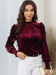 SHEIN Clasi Của phụ nữ Ống tay áo Áo thun - Màu Đỏ Sâu - Xem 1