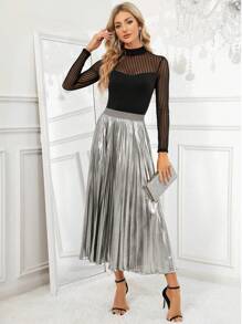 SHEIN Clasi Women's Pleated Knee-length Skirt
