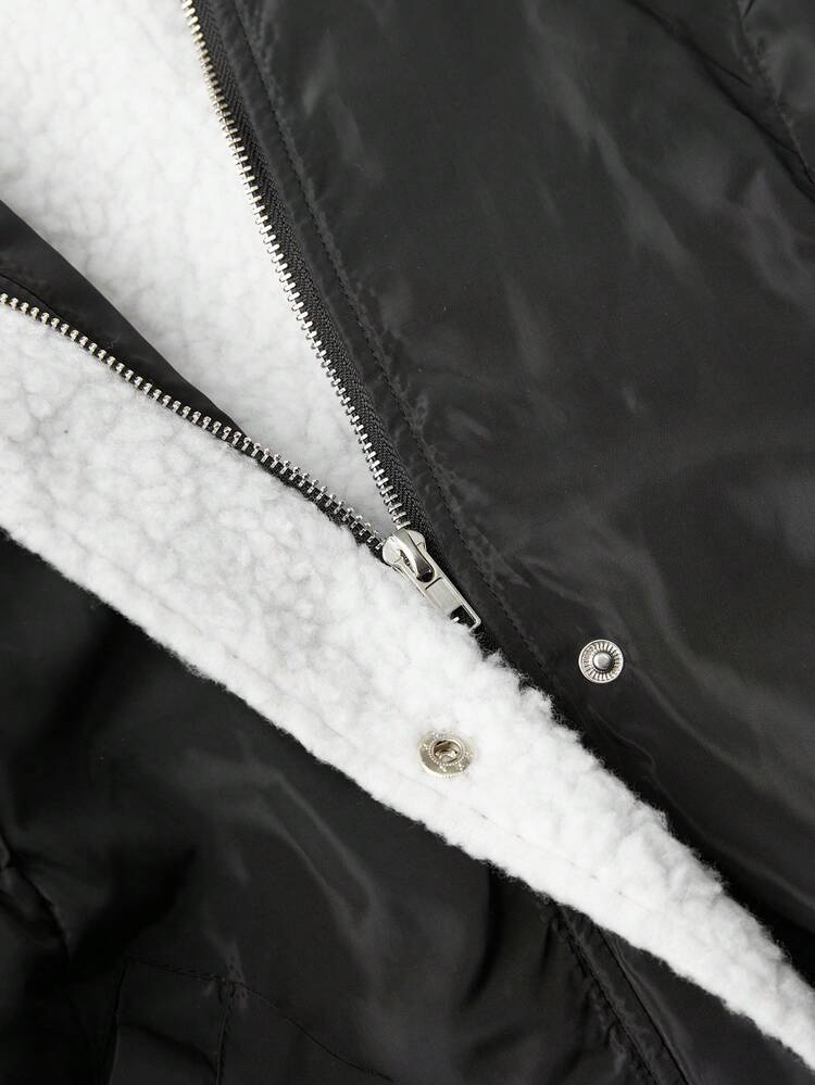 Women'S Splicing Hooded Thickened Padded Padded Coat Clothes Winter