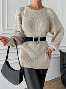 EURMUSE Women's Long Sleeve Sweater With Raglan Sleeve - Beige - View 6