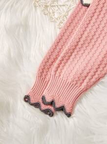 Infant Girls' Contrast Color Turn-down Collar Cardigan - Pink - View 3