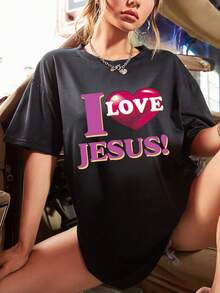 INAWLY Slogan In Ngắn tay Áo thun - màu đen - Xem 4