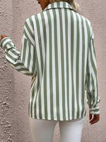 SHEIN LUNE Striped And Printed Drop Shoulder Shirt - Multicolor - View 2