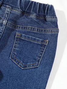 Baby Girls' Heart Embroidered Jeans - Medium Wash - View 6