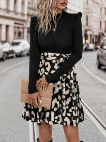 SHEIN Frenchy 女士豹紋花邊連衣裙 - 彩色 - 查看 5