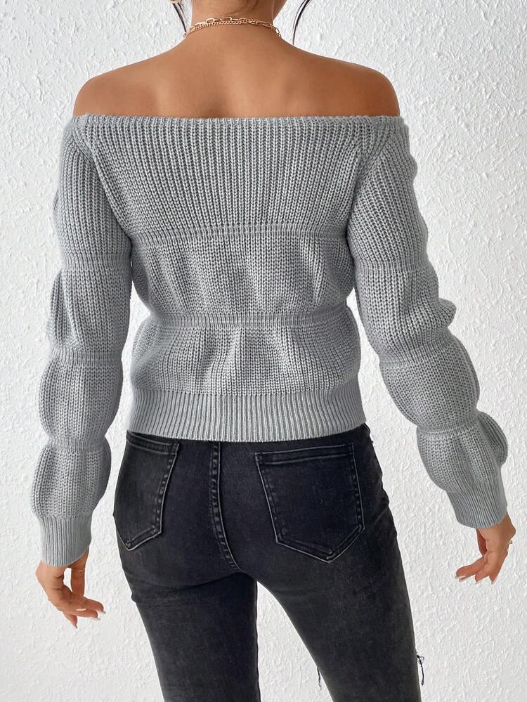 Fashionable Off Shoulder Knit Pullover Fall Winter Sweater