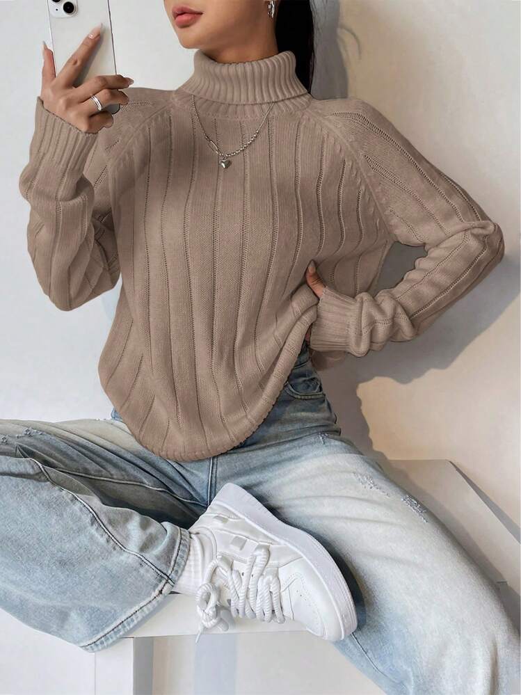 Wide ribbed turtleneck sales