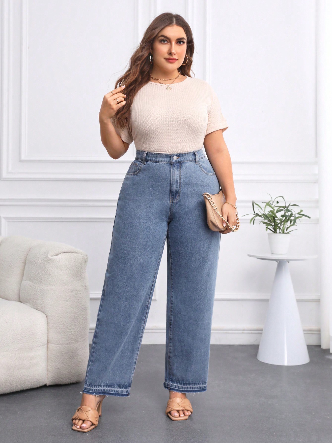 SHEIN Privé Women's Plus Size Tapered Jeans Without Stretch SHEIN USA