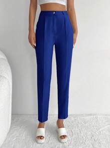 EURMUSE Seam Detail Cropped Suit Pants - Royal Blue - View 3