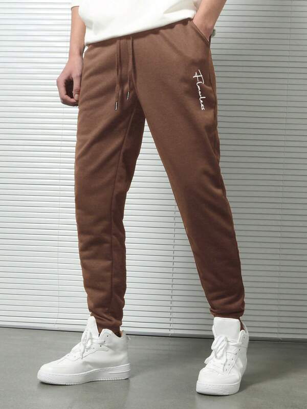 RueChic Pantalones De Chándal Para Hombres Con Estampado De Letras