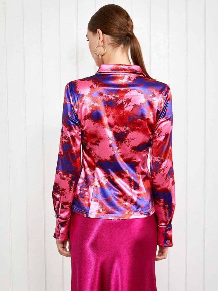Women'S Printed Button Down Top