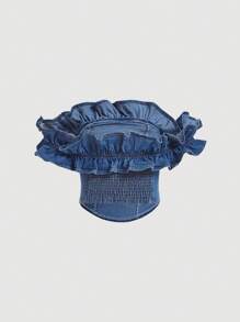 SHEIN Privé Women's Ruffled Off-shoulder Denim Top - Medium Wash - View 2