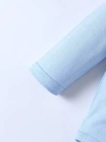 Bé trai sơ sinh Cơ bản Giản dị Niềm vui In Áo liền quần chặt - Màu xanh lam - Xem 7