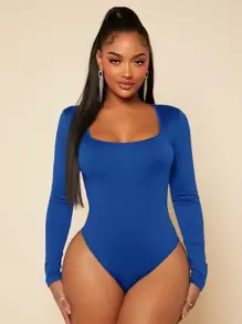 SHEIN SXY 女款長袖方領連身衣 - 寶藍色 - 查看 1