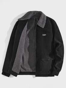 GENTILAND 宽松版型男士黑色翻领冬季大衣 - 黑色 - 查看 3