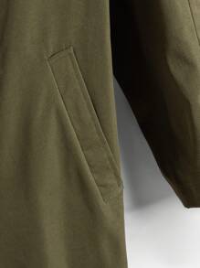 SHEIN EZwear 軍綠色經編長外套 - 軍綠色 - 查看 5