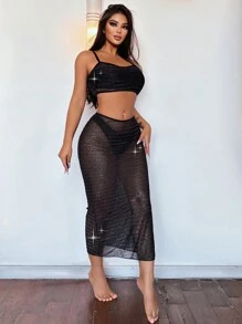 SHEIN Swim 女士夏季罩衫裙 - 黑色 - 查看 5