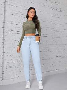 SHEIN EZwear High Waist Mom Fit Jeans