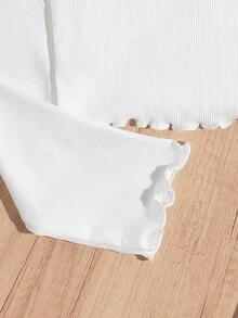 少女款3入組字母印花長袖t恤 - 白色 - 查看 3