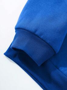 男裝愛心字母印花帽衫,帶束口 - 藍色 - 查看 5