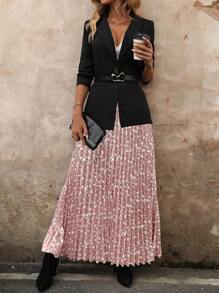 SHEIN Clasi 女士全印花百褶裙 - 粉色 - 查看 1