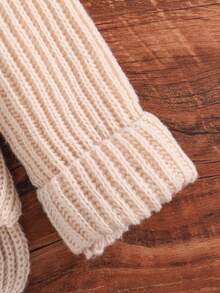 SHEIN Boys' Simple Round Neck Pullover Sweater With Buttons, Autumn And Winter - Apricot - View 4