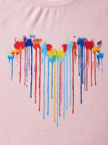 Teen Girl Comfortable Multicolor Ombre Print T-Shirt - Pink - View 5