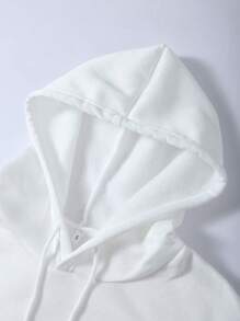 INAWLY Sudadera con capucha de manga larga con diseño de patrón de texto y cordón, blusas de manga larga