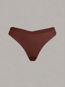 Ocili Leisure Solid Seamless Low Rise Brief Back Side Seams - Coffee Brown - View 2