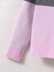 SHEIN 可愛少女穿的格子圖案毛衣,適用於秋冬季節 - 粉色 - 查看 4