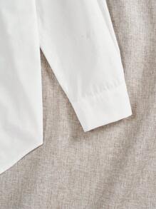SHEIN EZwear 女用泰迪熊字母印花襯衫 - 白色 - 查看 5