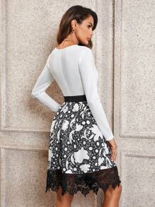 SHEIN Clasi Robe Quotidienne Simple Et Décontractée Pour Dames - Noir et Blanc - Voir 2