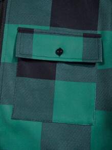 Manfinity Homme Abrigo De Lana Con Capucha Con Cremallera Y Cordón Para Hombres Con Estampado De Cuadros