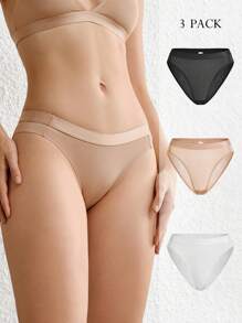 Ocili Women's Casual Comfy Plain Knitted Fabric Multicolor Bikini Panties 3 Packs - Multicolor - View 3