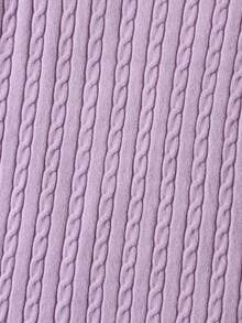 Baby Girls' Knitted Sweater With Twisted Pattern In Purple, Crew Neck - Purple - View 4