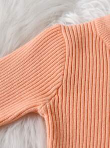 女嬰純色毛衣 - 粉色 - 查看 4