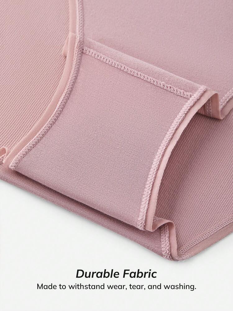 3-Pack Mid Waist Seamless Basic Briefs Women Underwear Panties Set