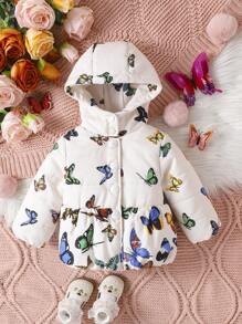 Stylish Hooded Coat For Baby Girls, Winter - Multicolor - View 4