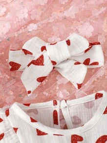 嬰幼兒女童長袖心形印花裙 - 彩色 - 查看 3