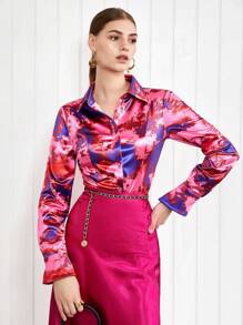 BizChic Của phụ nữ In Nút xuống Áo - Nhiều màu - Xem 7