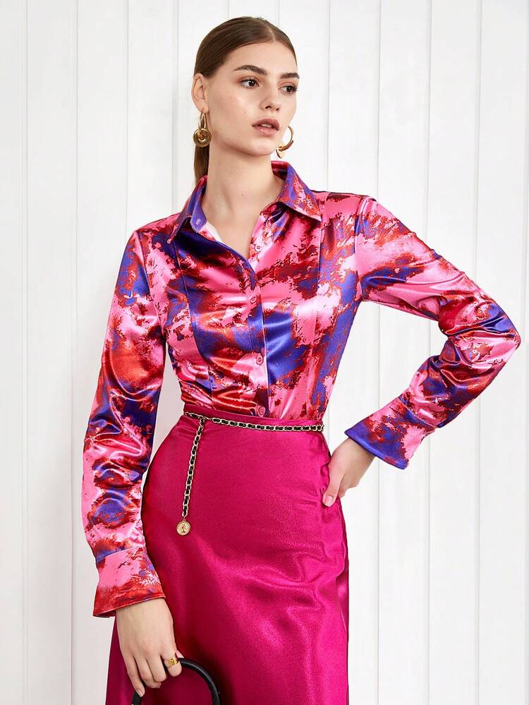 Women'S Printed Button Down Top